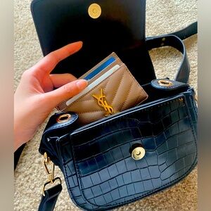 Croc-embossed vegan leather crossbody bag